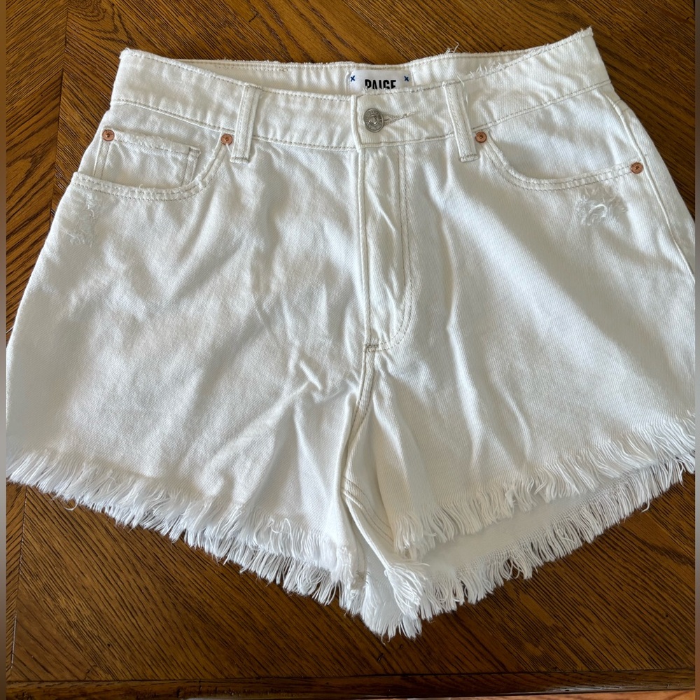 Paige white denim fray shorts size 27